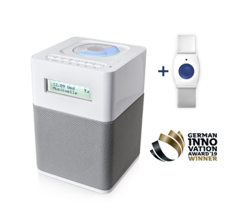 Sprachgesteuertes Notrufgerät Allegra mit Notrufarmband Bianco