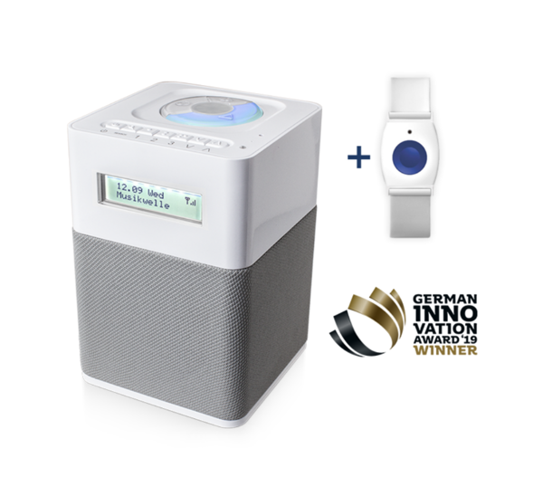 Sprachgesteuertes Notrufgerät Allegra mit Notrufarmband Bianco